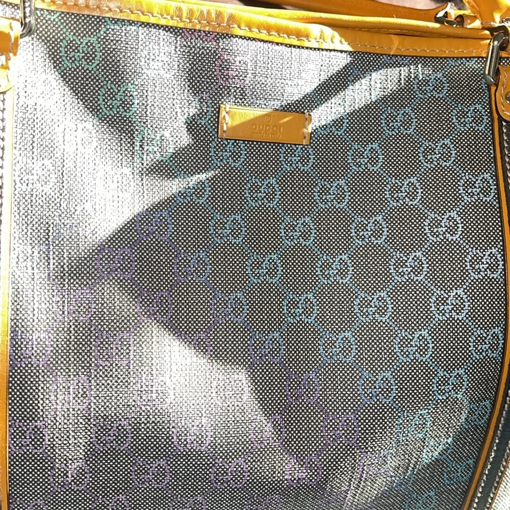 Sold Preloved Gucci tote bag pristine condition gorgeous grey with multi color - Picture 3 of 15